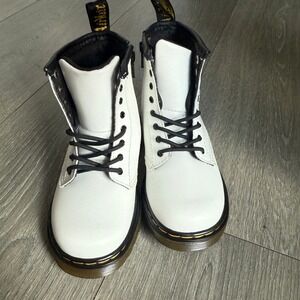 Dr Martens Kids White Leather‎ Zip Lace Up Boots Size 9 Toddler